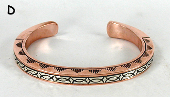 Copper with sterling silver overlay Bracelet by Navajo silversmith Jordan Gene