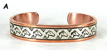 Copper with sterling silver overlay Bracelet by Navajo silversmith Wylie Secatero