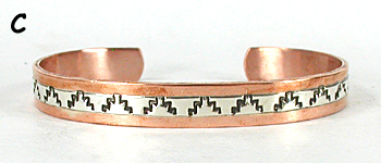 Copper with sterling silver overlay Bracelet by Navajo silversmith Jordan Gene