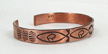 Authentic Native American Contemporary Navajo Copper Buffalo Bracelet