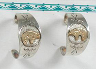 Authentic Native American sterling silver, quartz and turquoise post bison earrings by Zuni aritisan Gail Lucio