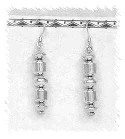 Handmade sterling,silver barrel bead earrings.