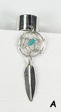 sterling silver turquoise dreamcatcher feather ear cuff