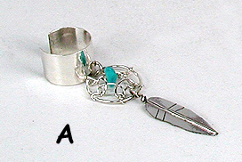 sterling silver turquoise dreamcatcher feather ear cuff