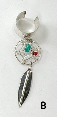 sterling silver turquoise dreamcatcher feather ear cuff