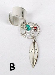 sterling silver turquoise dreamcatcher feather ear cuff