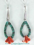 turquoise heishi and spiny oyster earrings