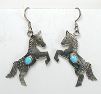 Sterling Silver and Turquoise Appaloosa horse earrings