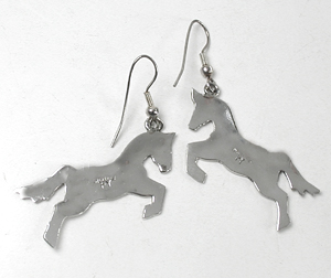 Frank Yazzie Navajo Sterling Silver Appaloosa Horse Earrings wire-style