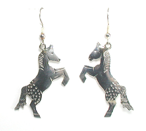 Frank Yazzie Navajo Sterling Silver Appaloosa Horse Earrings wire-style