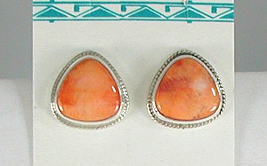 authentic Native American Spiny Oyster and sterling silver post Earrings by Navajo artisan Brian Francisco