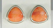 authentic Native American Spiny Oyster and sterling silver post Earrings by Navajo artisan Brian Francisco