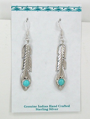 Navajo sterling silver Feather wire earrings