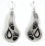 Authentic Native American sterling silver bear tracks wire earrings by Hopi Cyrus Josytewa