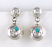  sterling silver Bead and Turquoise  post earrings