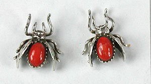 sterling silver and coral Ladybug earrings