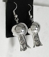 Sterling Silver squash blossom bead earrings by Navajo Virginia Tso