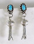 turquoise and sterling silver squash blossom earrings