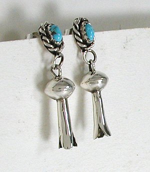 turquoise and sterling silver squash blossom earrings