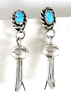 turquoise and sterling silver squash blossom earrings