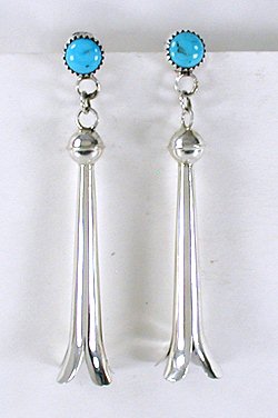  turquoise and sterling silver squash blossom earrings