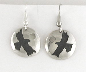 Authentic Native American inlaid eagle wire earrings by Lakota Mitchell Zephier
