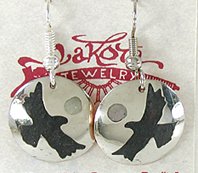 Authentic Native American inlaid eagle wire earrings by Lakota Mitchell Zephier