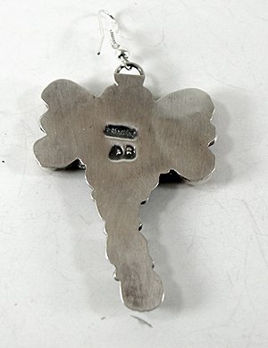 Authentic Native American sterling silver orange spiny oyster Dragonfly Pendant and Earrings Set by Navajo Dean Brown