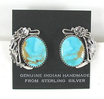 Authentic Navajo sterling silver and turquoise post-style earrings by Peterson Johnson