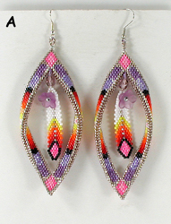 Authentic Native American Beaded dangle wire earrings by Lakota artisan Alan Monroe