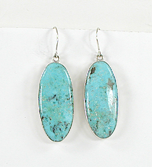 authentic Native American sterling silver and Turquoise wire earrings by Navajo artisan Lester Jackson