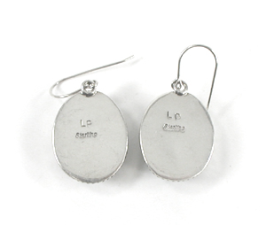 authentic Native American sterling silver and Turquoise wire earrings by Navajo artisan Lena Platero