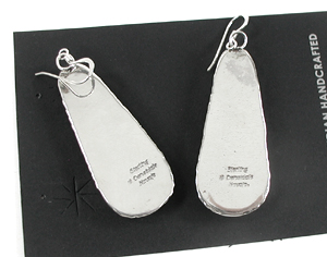 authentic Native American sterling silver and White Buffalo Stone wire earrings by Navajo artisan Will Denetdale