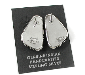 authentic Native American sterling silver and White Buffalo Stone wire earrings by Navajo artisan Will Denetdale