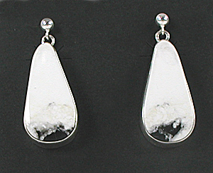authentic Native American sterling silver and White Buffalo Stone wire earrings by Navajo artisan Shirley Henry
