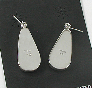 authentic Native American sterling silver and White Buffalo Stone wire earrings by Navajo artisan Shirley Henry