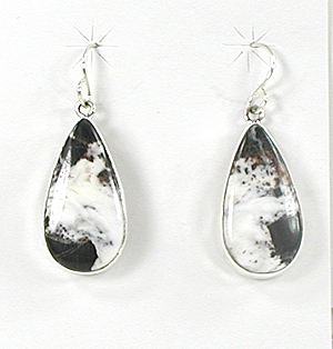 authentic Native American sterling silver and White Buffalo Stone wire earrings by Navajo artisan Shirley Henry