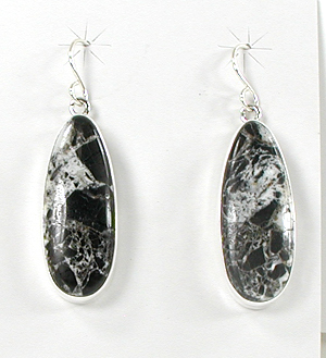authentic Native American sterling silver and White Buffalo Stone wire earrings by Navajo artisan Shirley Henry