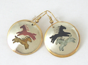 authentic Native American Four Colors Horse wire earrings by Lakota artisan Mitchell Zephier