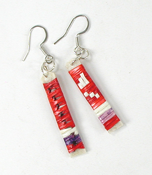 authentic Native American Porcupine Quill wire earrings by Lakota artisan Ivan Knife