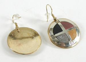 authentic Native American medicine wheel four colors wire earrings by Lakota artisan Mitchell Zephier
