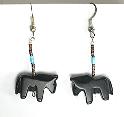Authentic Navajo horse fetish earrings of serpentine by Corrine Ramirez