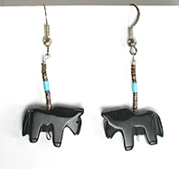 Authentic Navajo horse fetish earrings of serpentine by Corrine Ramirez