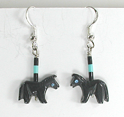 Authentic Navajo mother of pearl horse fetish earrings by Hector Goodluck