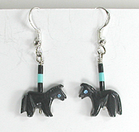 Authentic Navajo jet horse fetish earrings by Hector Goodluck