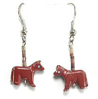 Authentic Navajo mother of pearl horse fetish earrings by Hector Goodluck