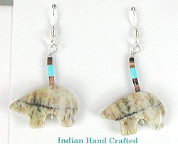 native american turquoise medicine bear earrings