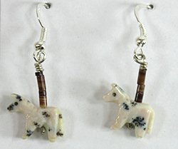 Authentic Navajo mother of pearl horse fetish earrings by Hector Goodluck