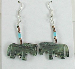 Authentic Navajo horse fetish earrings of serpentine by Corrine Ramirez