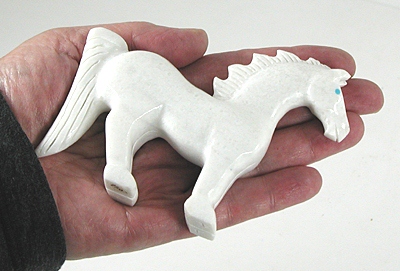 Authentic Native American Indian Horse Fetish carving by Zuni Andres Lementino